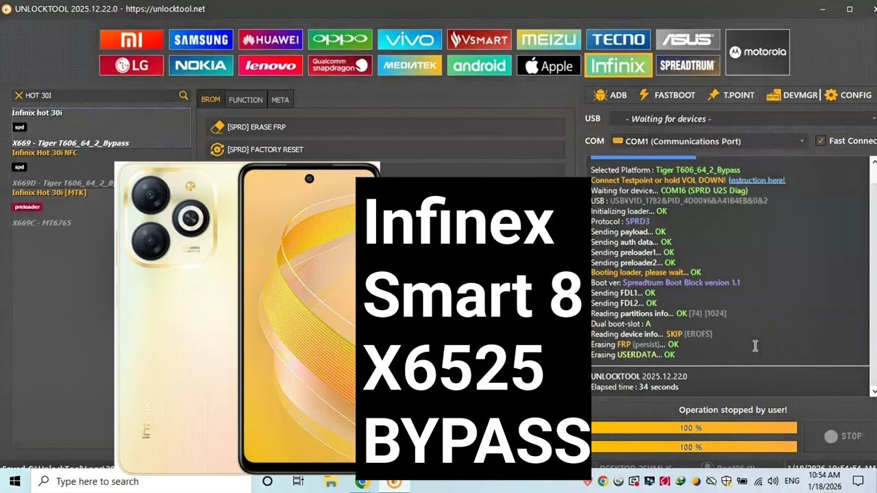 Infinex Smart 8 X6525 Reset and FRP bypass By Unlock Tool 100% Working✅