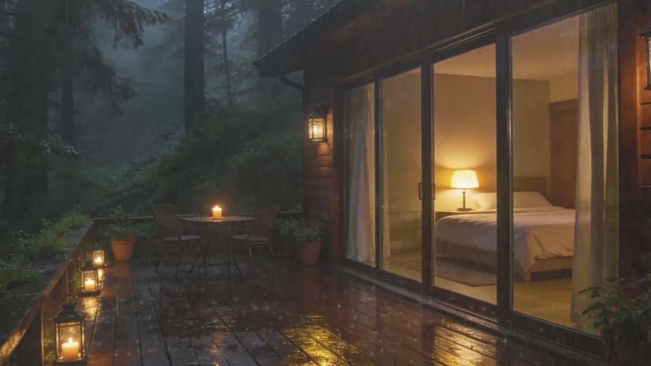 Rainy Night in the Forest Cabin 🌧️ Peaceful Rain Sounds for Sleep and Deep Rest