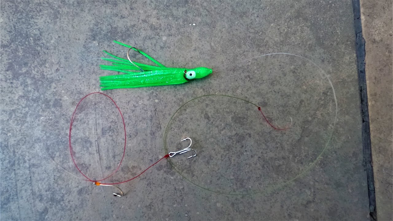 How to tie a halibut trolling leader for SF Bay fishing.