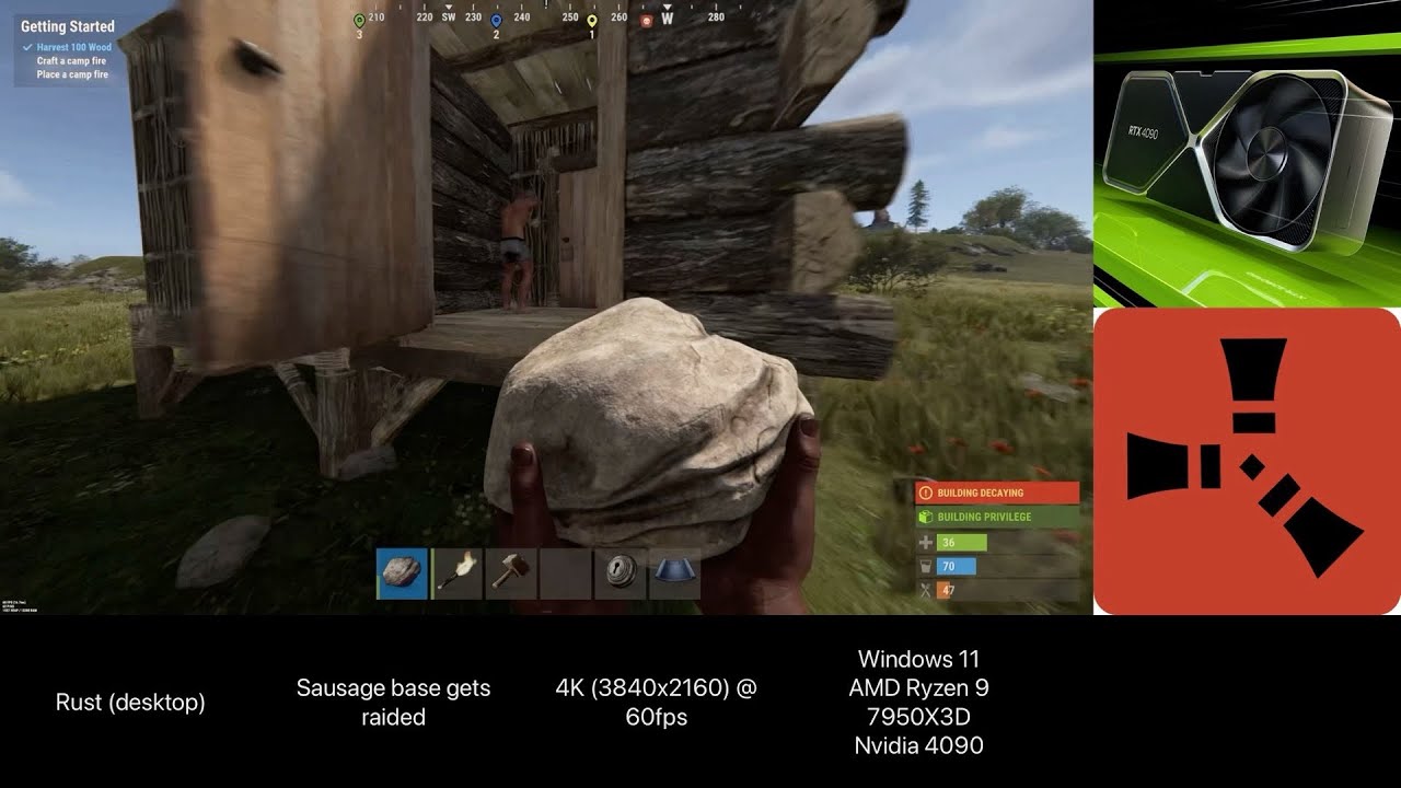 Rust@4K60fps - (3) Sausage base gets raided (RTX 4090)