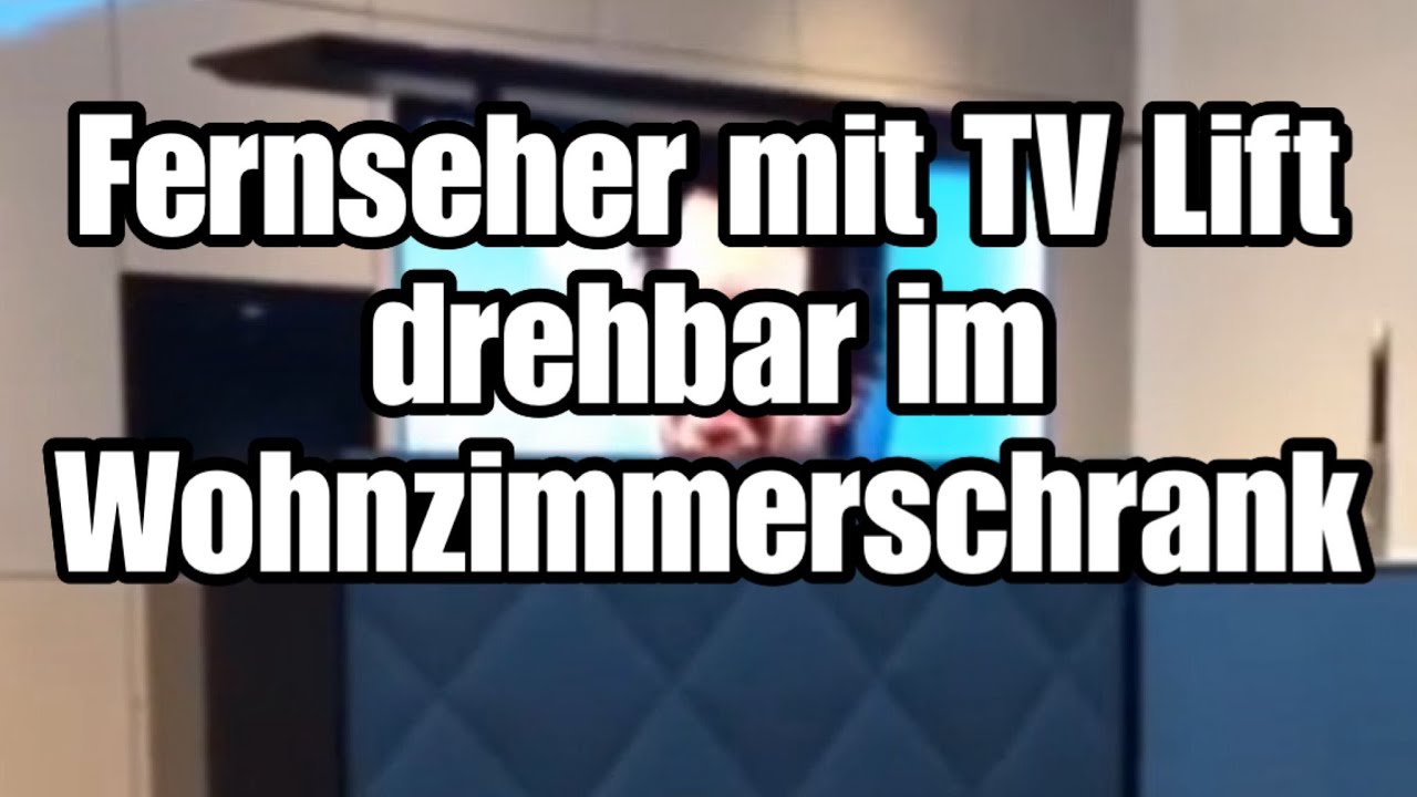 Wohnidee: Fernseher mit TV-Lift drehbar im Wohnzimmer Wohnzimmerschrank versteckt