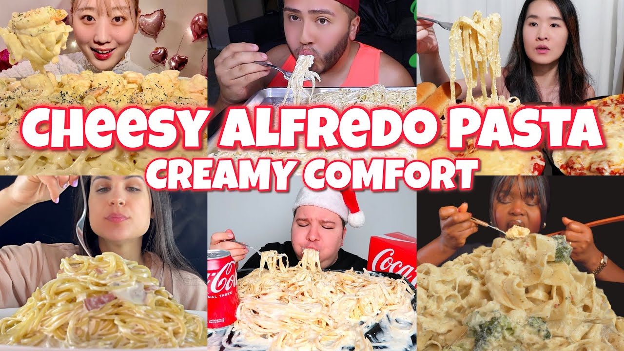Creamy Alfredo Pasta ASMR 🍝🧀 Cheesy, Soothing, and Big Bites!