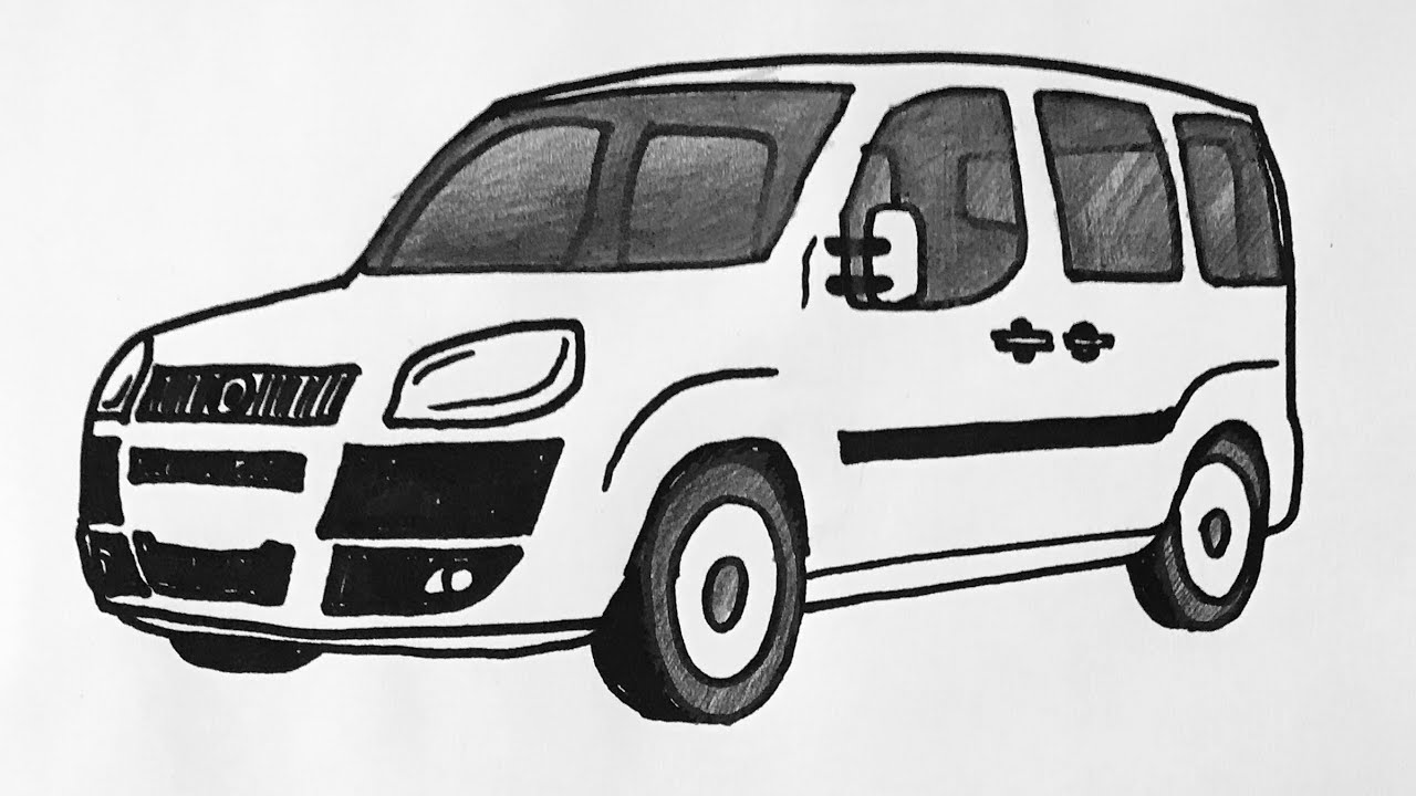 How to Draw Fiat Doblo Minivan Car - Fiat Doblo Araba Çizimi Basit
