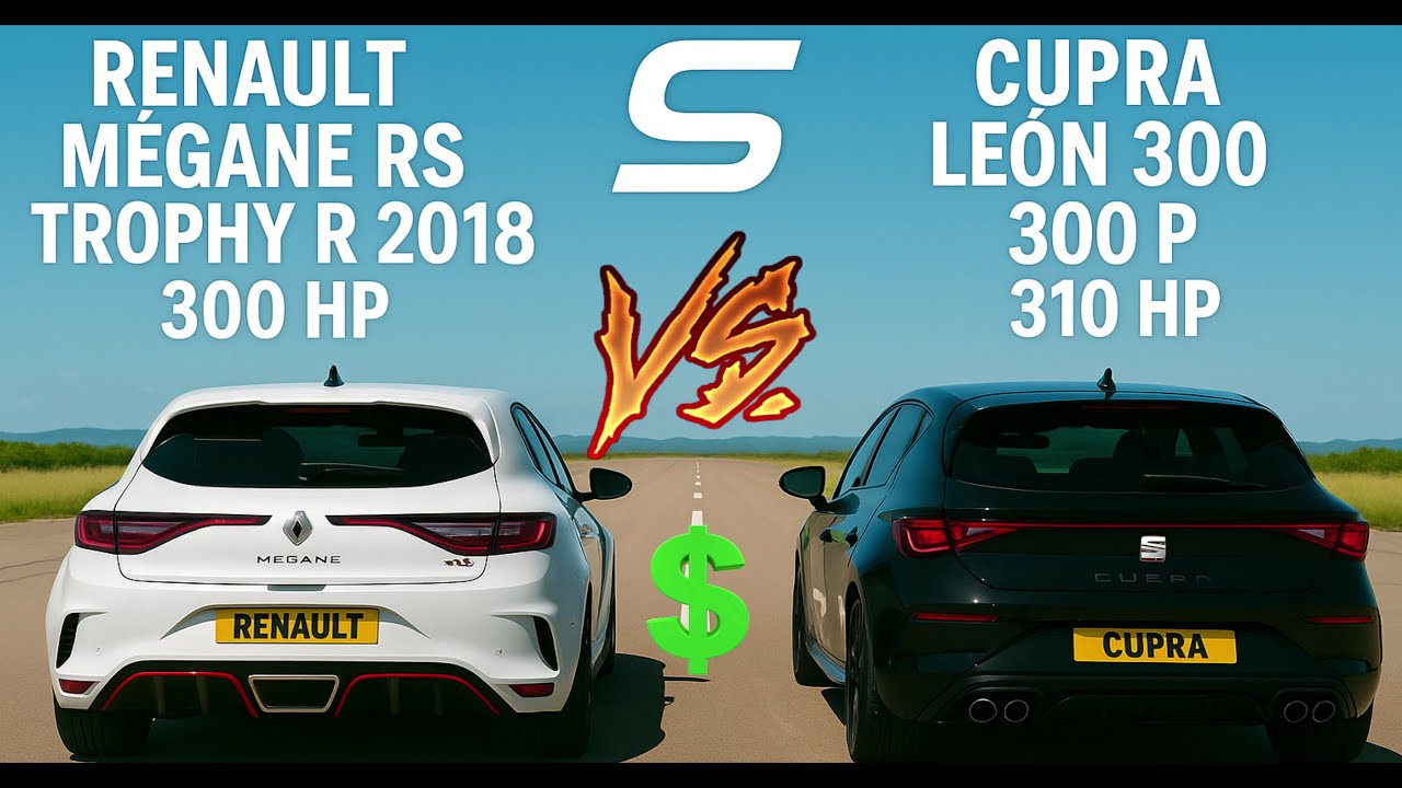 💰 Renault Mégane RS Trophy R 2018 (300 HP) vs Cupra León 2.0 TSI 310 HP 2021 – Hot-Hatch DRAG RACE