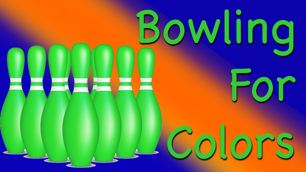 Learning Colors - Bowling for Blue Green and Orange Colours