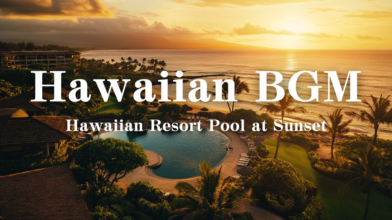 【Hawaiian BGM】Hawaiian Resort Pool at Sunset 🌅 Dreamy Instrumental Music to Melt Away the Day