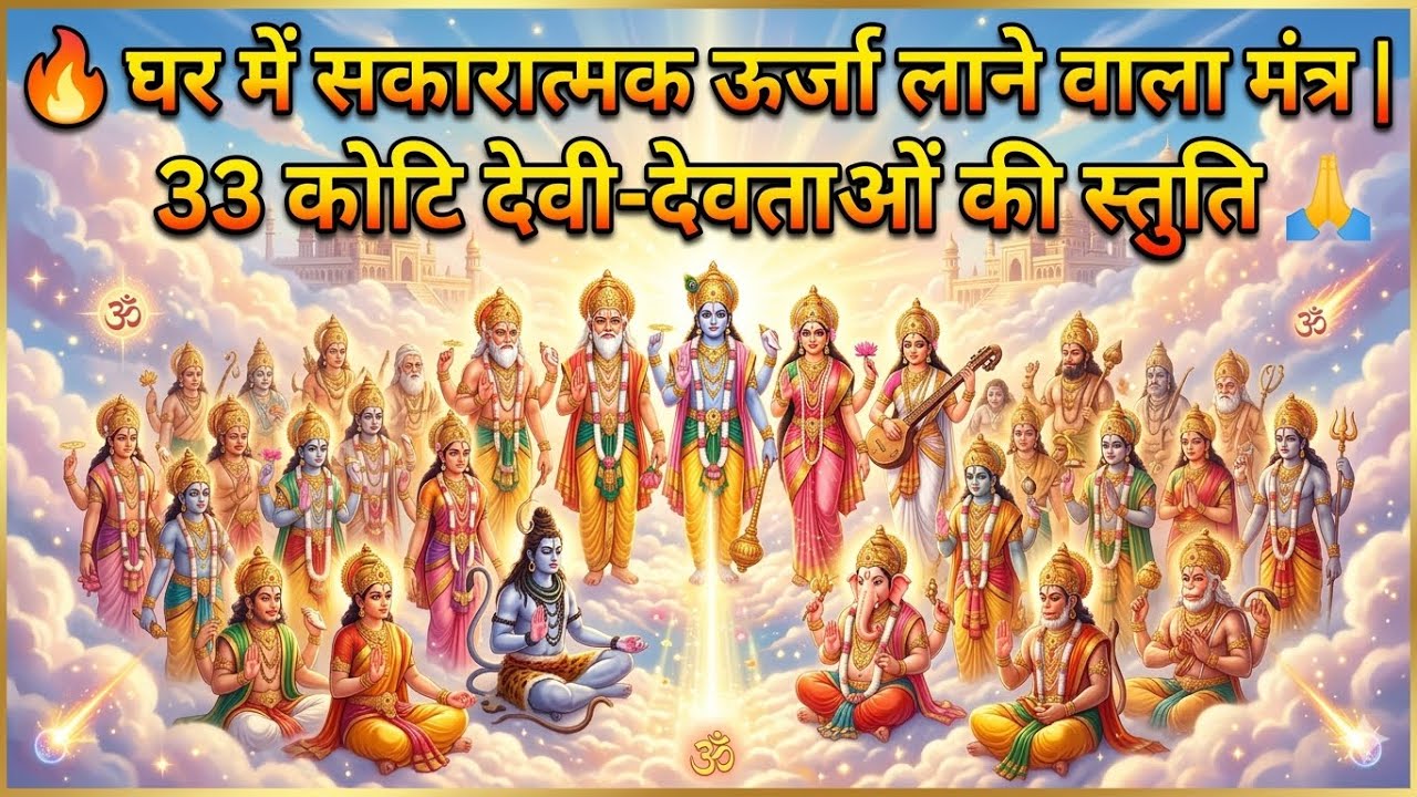 🔥 घर में सकारात्मक ऊर्जा लाने वाला मंत्र | 33 कोटि देवी-देवताओं की स्तुति Miracle Mantra