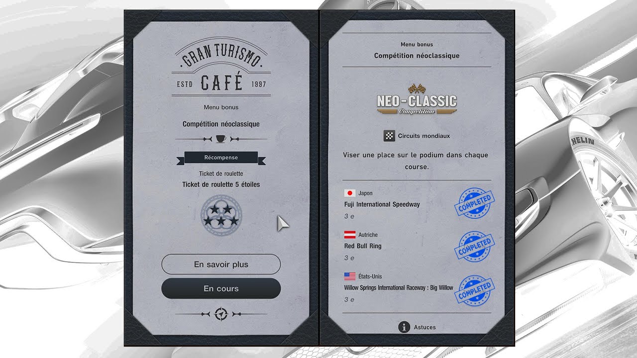 Livre de Menu Bonus n°43 - Neo-Classic Competition - @ Red Bull Ring
