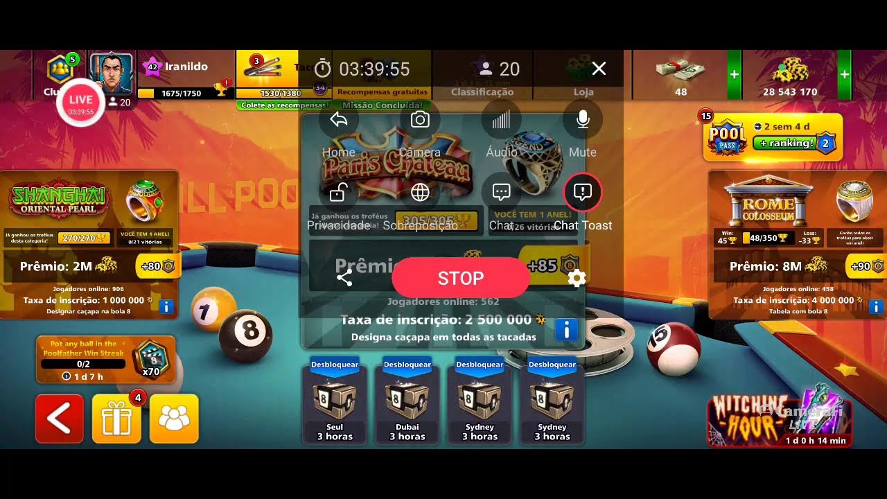 IRANILDO 8 BALL POOL's broadcast