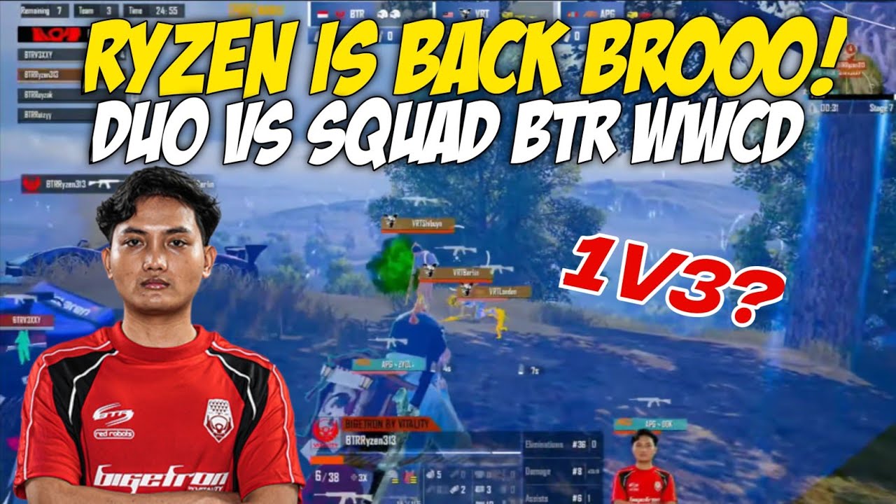 RYZEN IS BACK LANGSUNG 1 VS 3 ! BTR WWCD DUO VS SQUAD DI RUTHLESS 