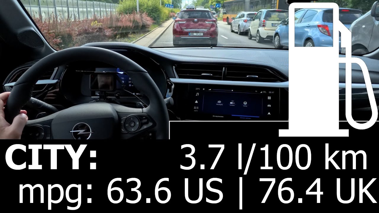 Opel Corsa 1.2 Hybrid: CITY fuel consumption economy real test mpg traffic jam HEV Vauxhall 48V