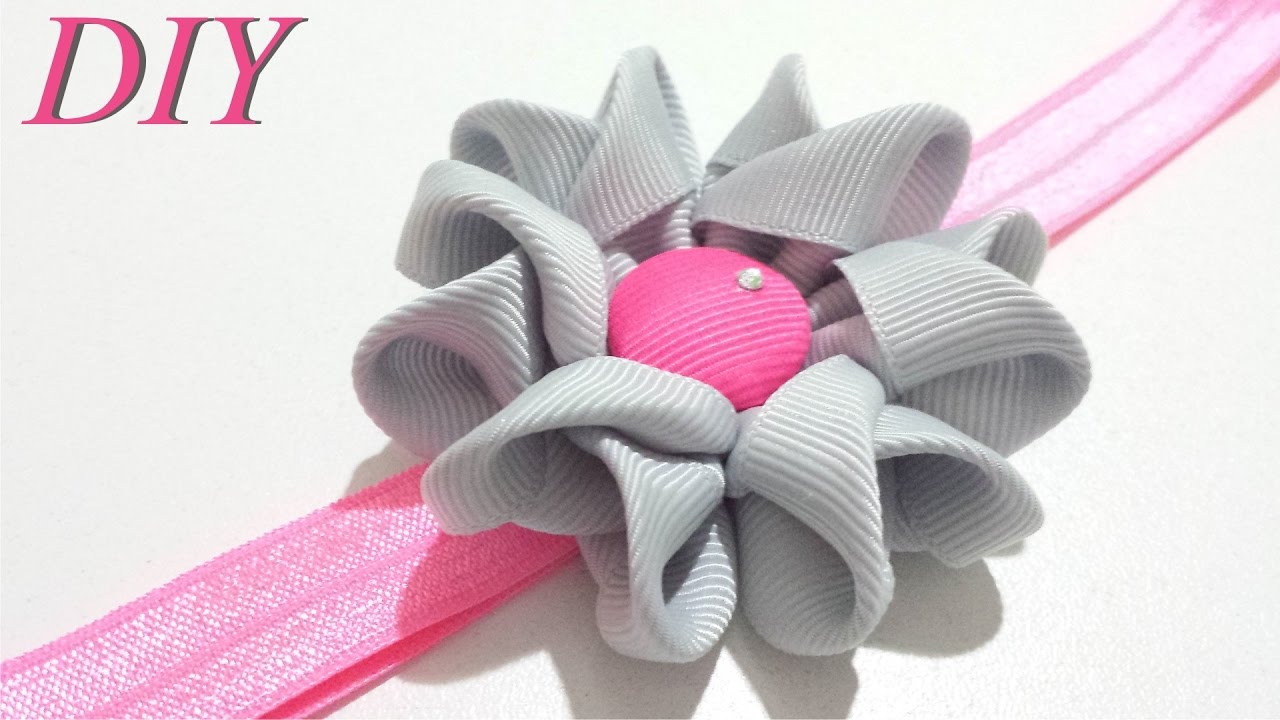 Como Hacer Lazos 🎀 DIY #94 Flor de Cinta en Cintillo Tutorial