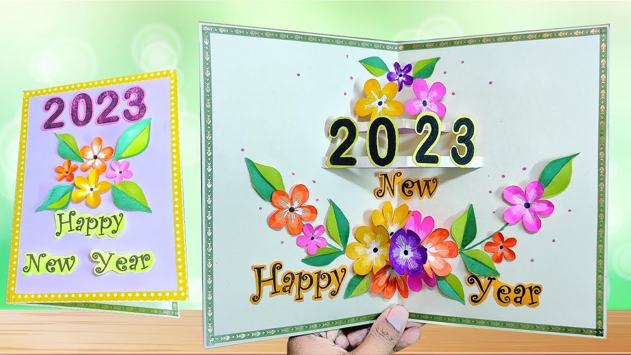 DIY 3D Happy New year card 2023 / How to make new year greeting card / DIY New year card making easy