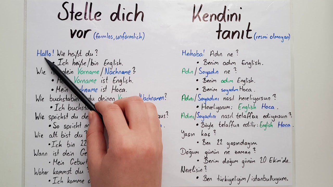 Almanca kendini tanıt- STELLE DICH VOR