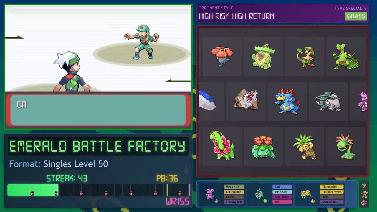 Battle Factory Singles 42-49 (L) + early round hell + 0-14 (L50 doubles)+ 0-7(L50, L100 singles)