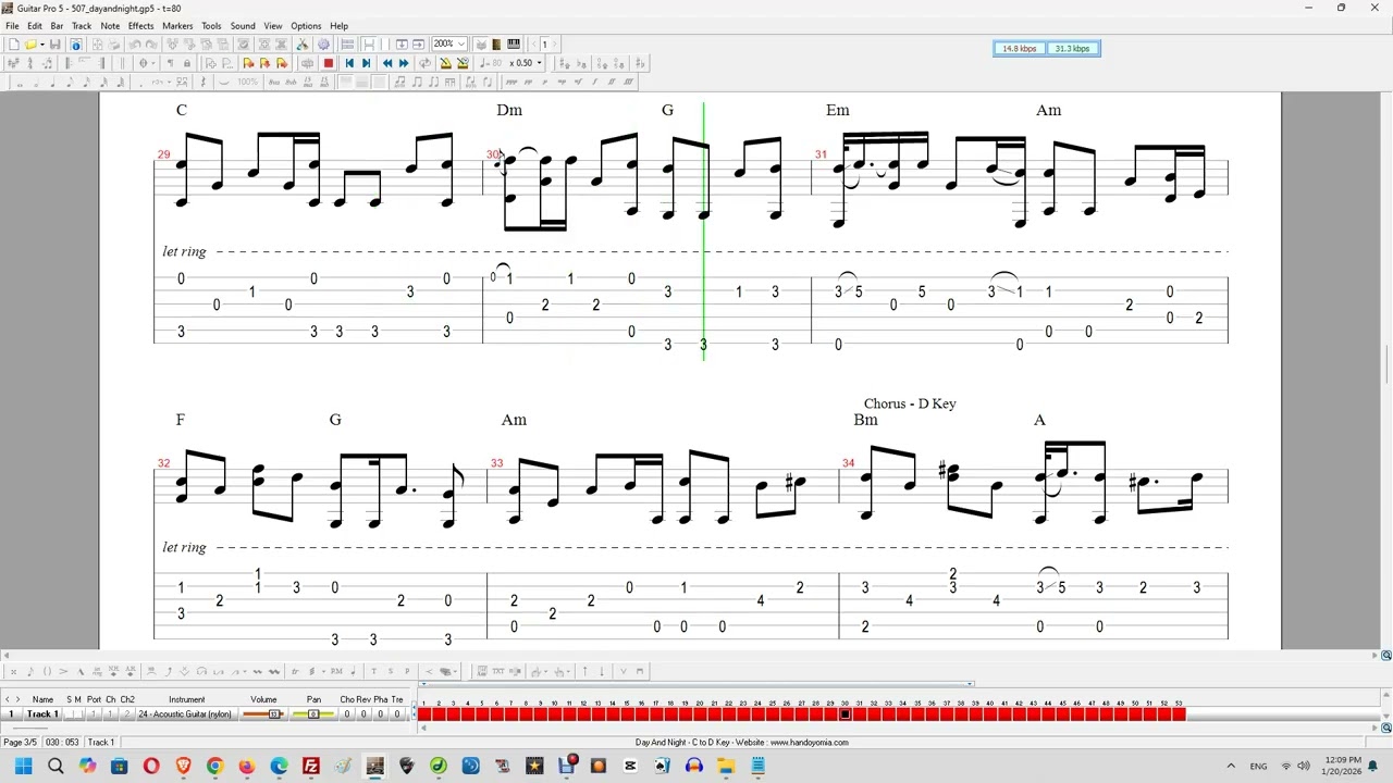 No.507 - GuitarTAB - Day And Night ( 낮과밤 ) - T-ara ( 티아라 ) - 吉他谱