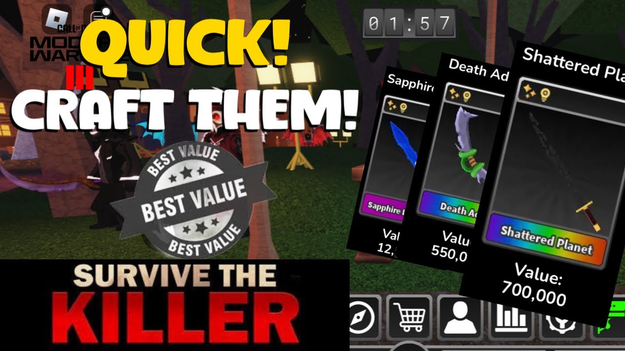 Survive The Killer | Crafting Valued Knifes 🗡️| Get Rich 💰💰💰🔥🔥🔥