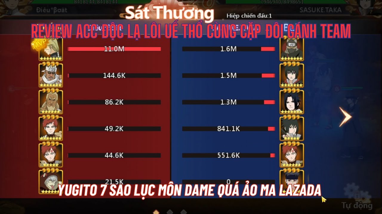 Huyền Thoại Làng Lá - Review team LÔI UẾ THỔ cùng Yugito 7 sao lục môn & RAI3 6 sao siêu gánh team