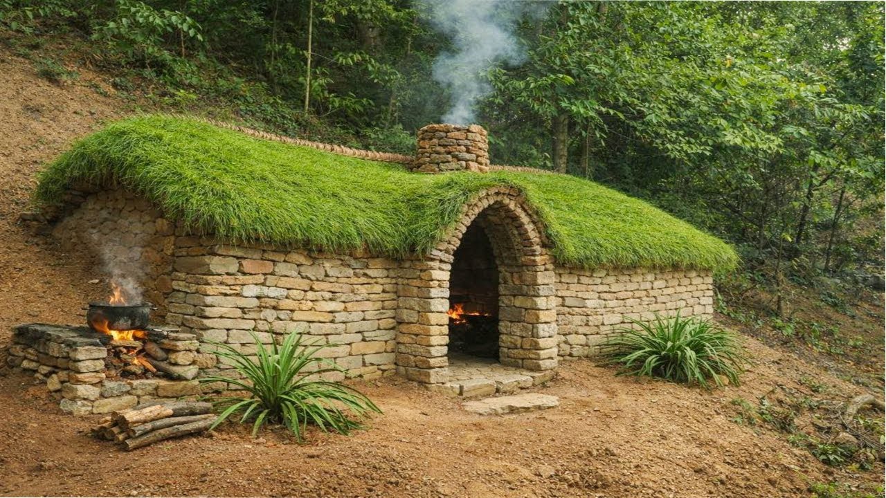 15Days Build House Stone Survival Real In Wild
