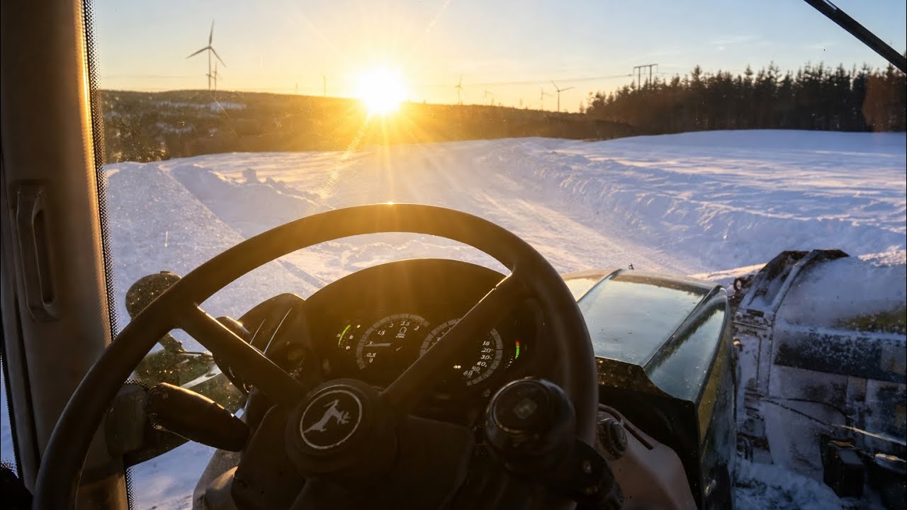 Cab View: Plowing Snow in John Deere 6155R