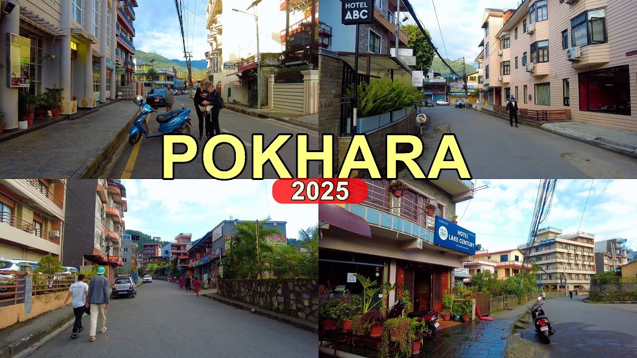 🇳🇵Pokhara LAKESIDE Tourist Hotels, Guest House Area Walking Tour Nepal 2025🇳🇵