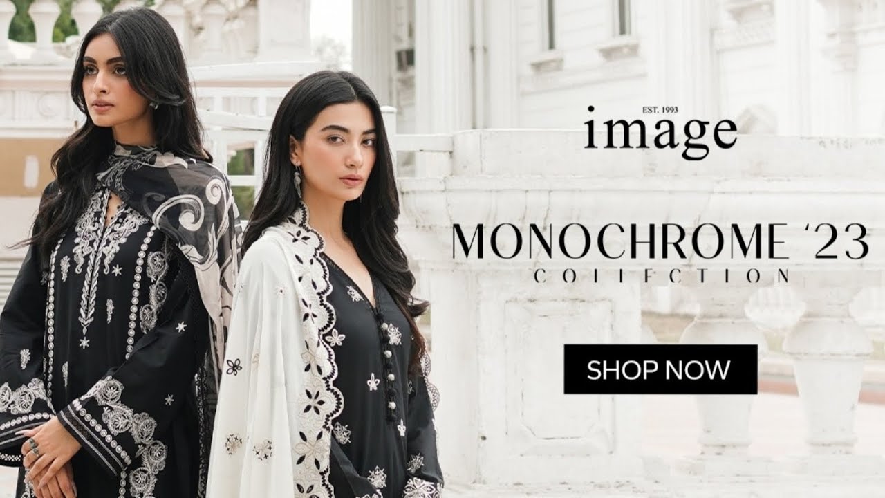 Image est 1993 Monochrome Collection 2023 | Image est Black & White Unstitched Lawn Collection 2023