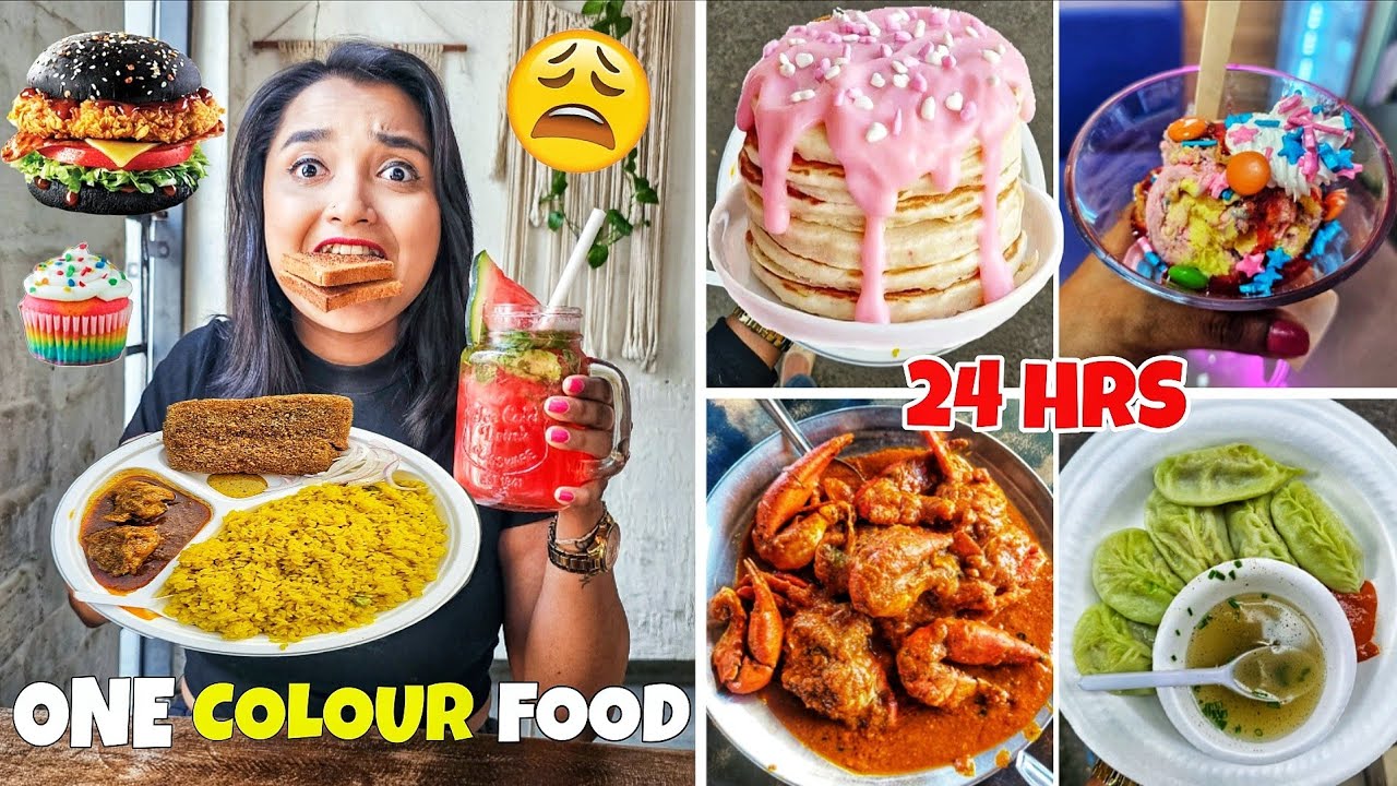 Vlog - Eating ONE COLOUR FOOD for 24 Hours Challenge - India's Most Weird FOOD CHALLENGE Gone Wrong