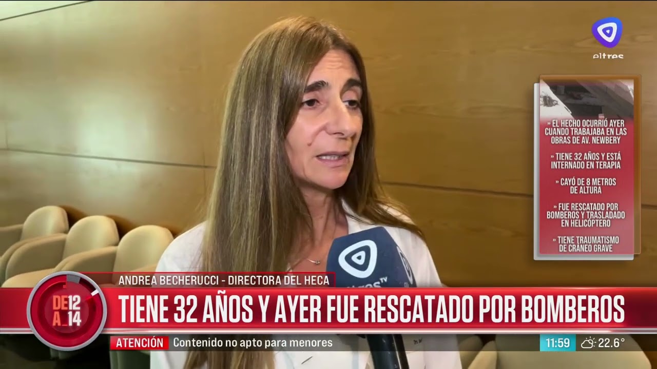 Estado de salud del obrero rescatado por bomberos