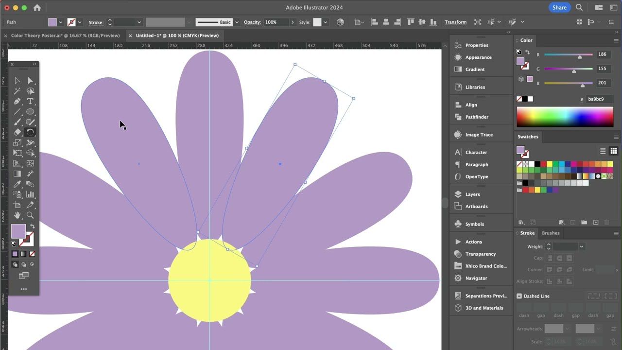 Easy Flowers with the Rotation Tool in Adobe Illustrator.