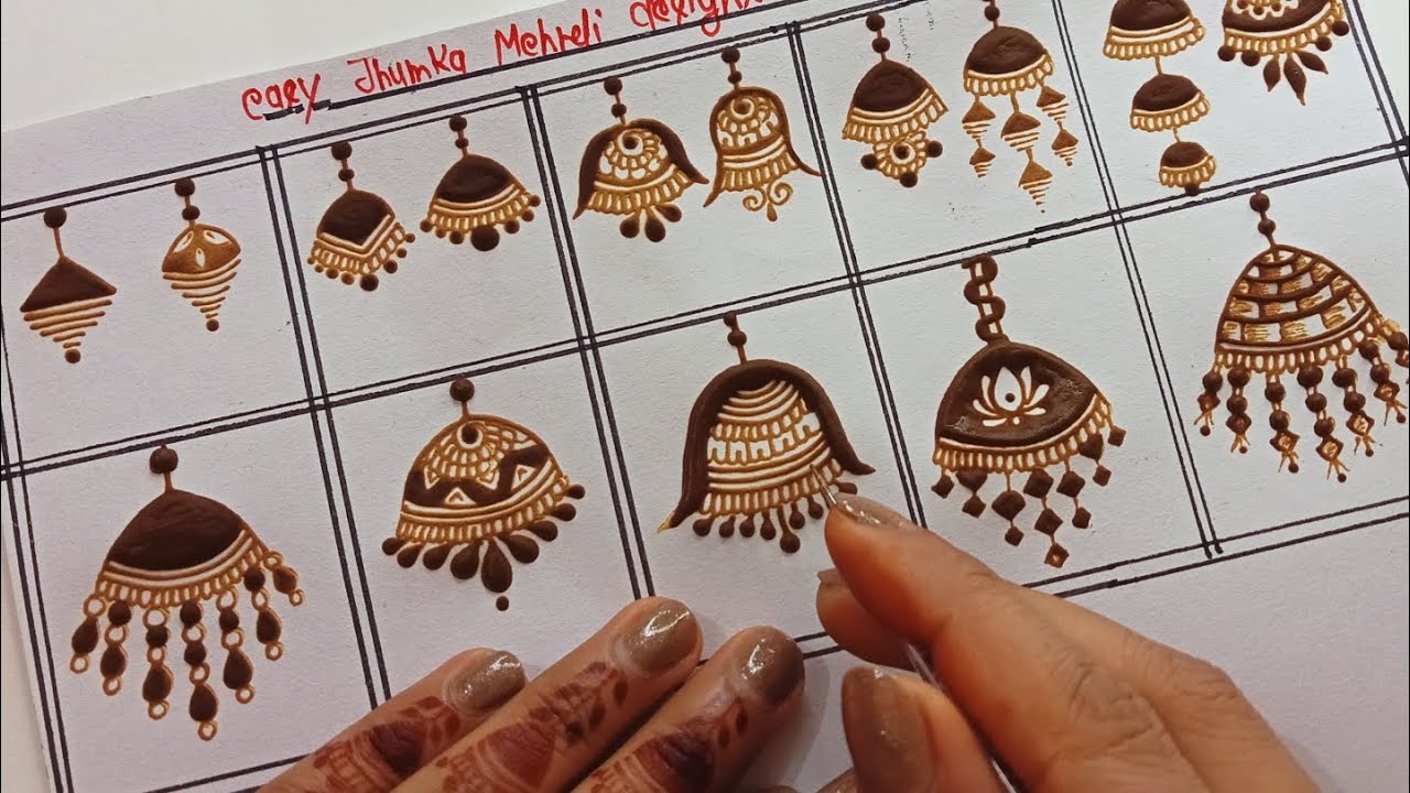झुमका मेहंदी डिजाइन||15 Different Types Beautiful jhumka mehndi design|| Letest jhumka Mehndi