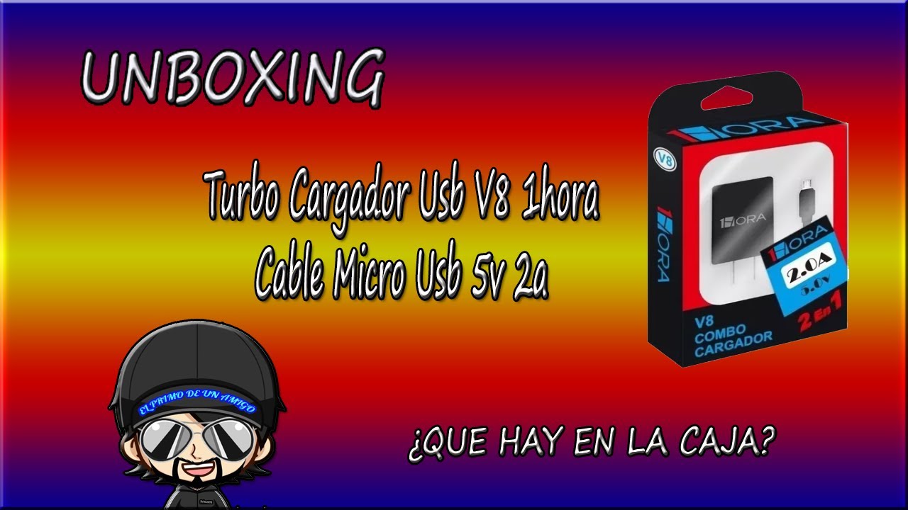 Turbo Cargador Usb V8 1hora Cable Micro Usb 5v 2a