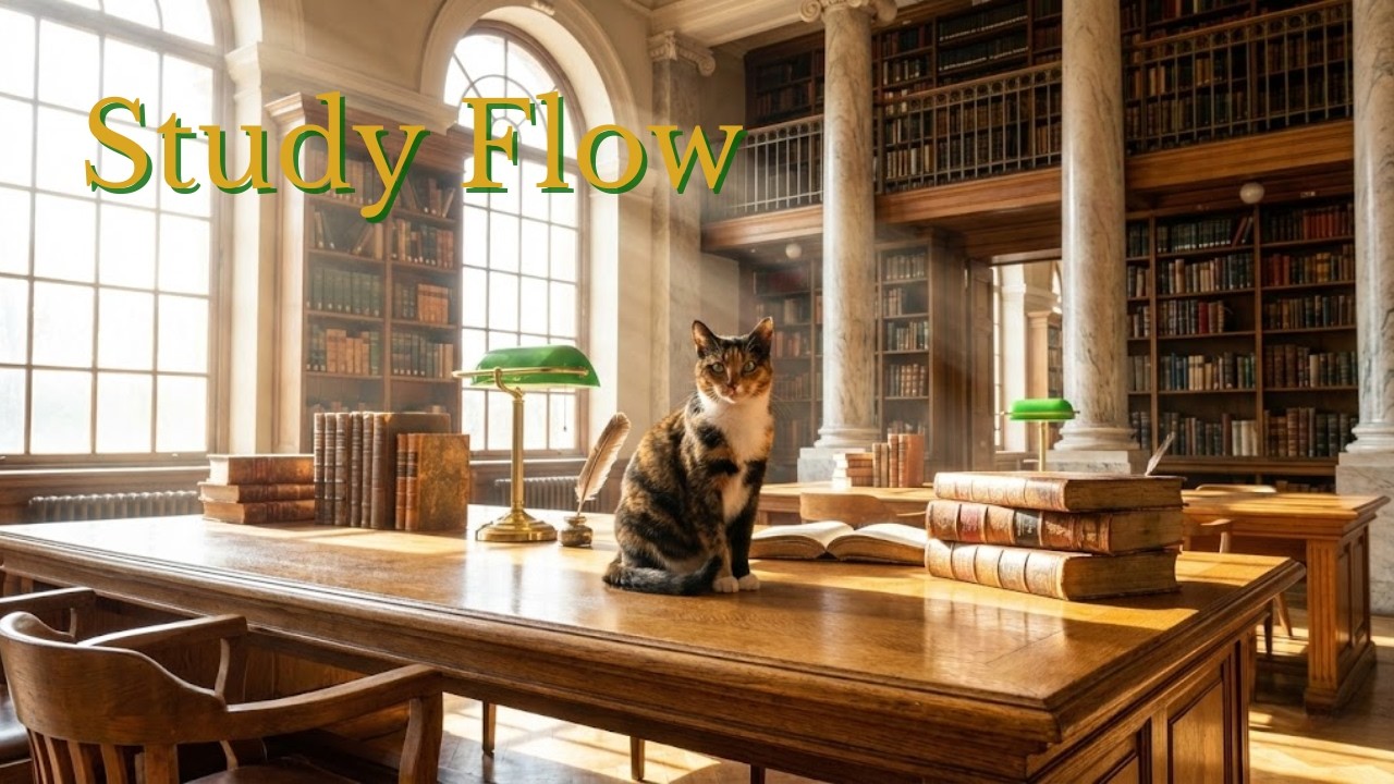 Sunny Grand Library 📚 Light Academia Lofi | Page Turning ASMR & Study Flow