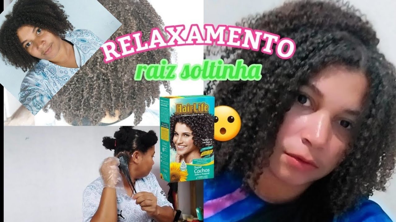 COMO ABAIXAR A RAIZ DO CABELO CACHEADO COM RELAXAMENTO HAIR LIFE minha primeira vez sozinha