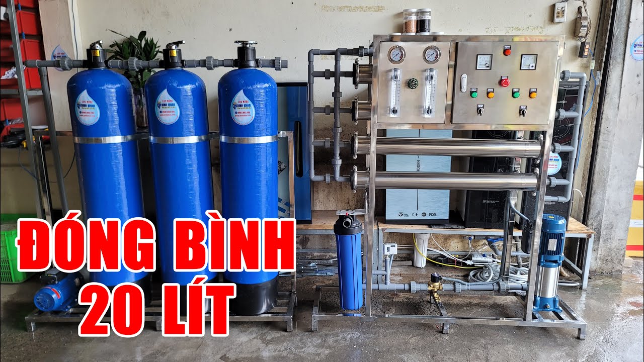 Dàn máy lọc nước đóng bình 20 lít công suất lọc 1000 lít 1 giờ
