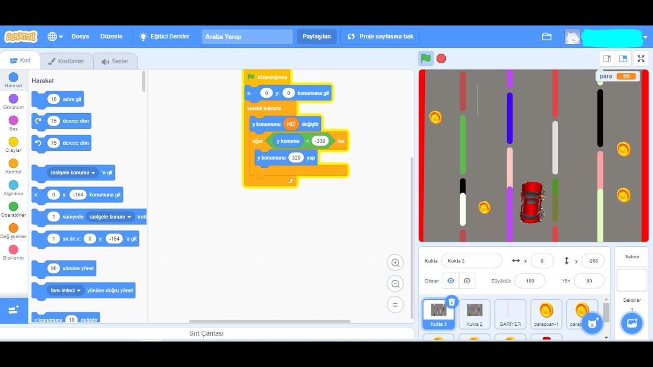 Scratch Programı  Üzerinden  Araba Oyunu Yapımı 1. Bölüm #KodlaÖğren #Scratch #ArabaOyunu #Part1