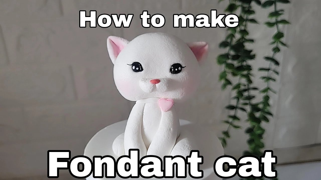 how to make a fondant cat cake topper:fondant cat tutorial:cat fondant topper