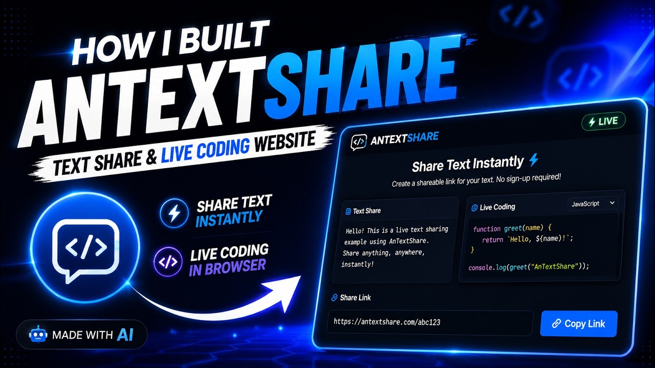 Build a Real-Time Text Sharing & Live Coding Web App Using AI | Full Tutorial