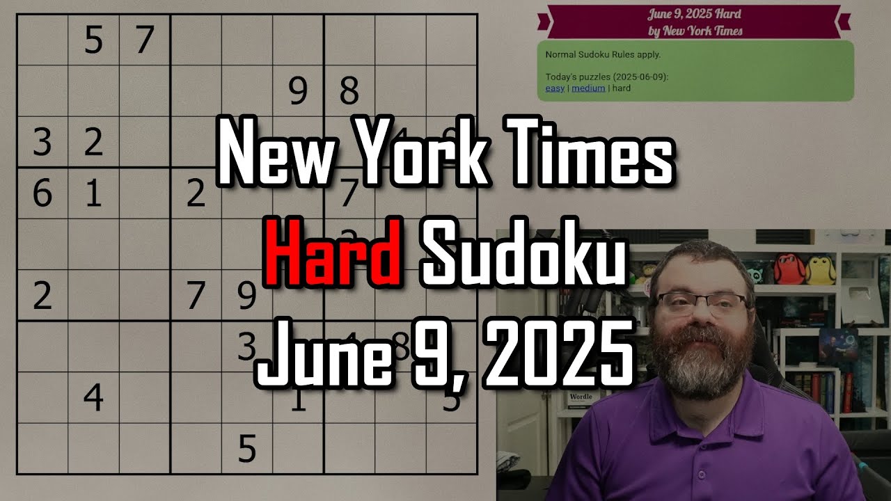 NYT Hard Sudoku Walkthrough | June 9, 2025