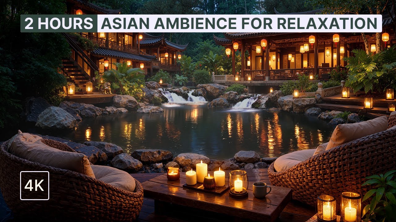 🏮 Zen Garden Sanctuary - Asian Ambience for Relaxation | 2 Hours Peaceful Music & Water Sounds