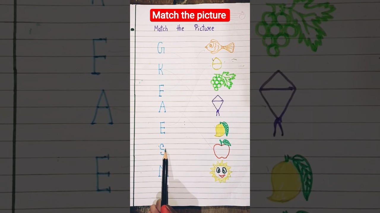 Match The Picture/ Nursery Worksheet/ LKG Worksheet/ English Worksheet #nursery #lkg #shortvideo