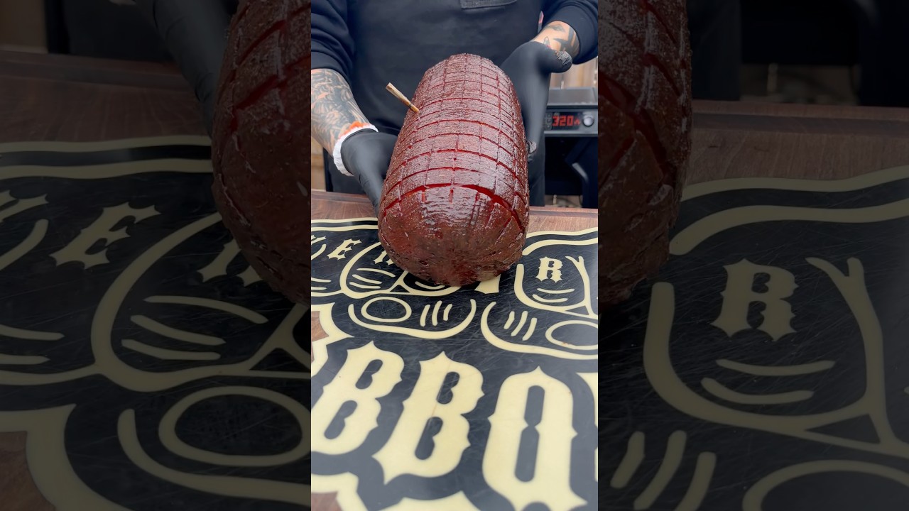 Double smoked 15 pound Ham Roll for some ham and cheese sandwiches #hamandcheese #sandwich #bbq