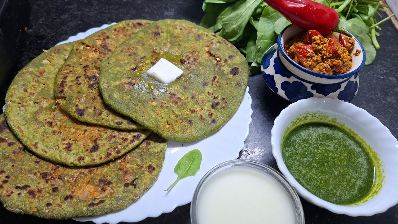 पालक गोभी के स्वादिष्ट पराठे😋🌱💕आयरन से भरपूर पराठे खाओटिफिन ब्रेकफास्टलंचडिनरमेबनाओpalakgobhiparatha
