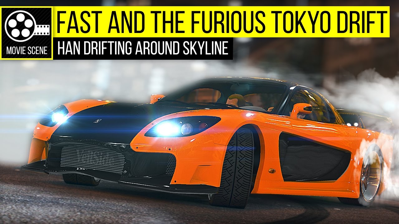 Grand Theft Auto 5 - Fast and the Furious Tokyo Drift: Han RX7 Drifting Around Skyline