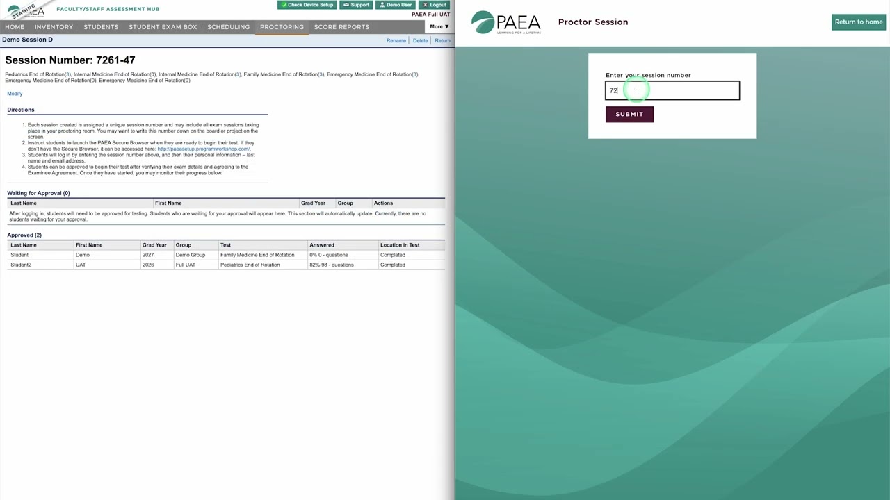 PAEA Assessment Hub: Proctoring In-Person Exams