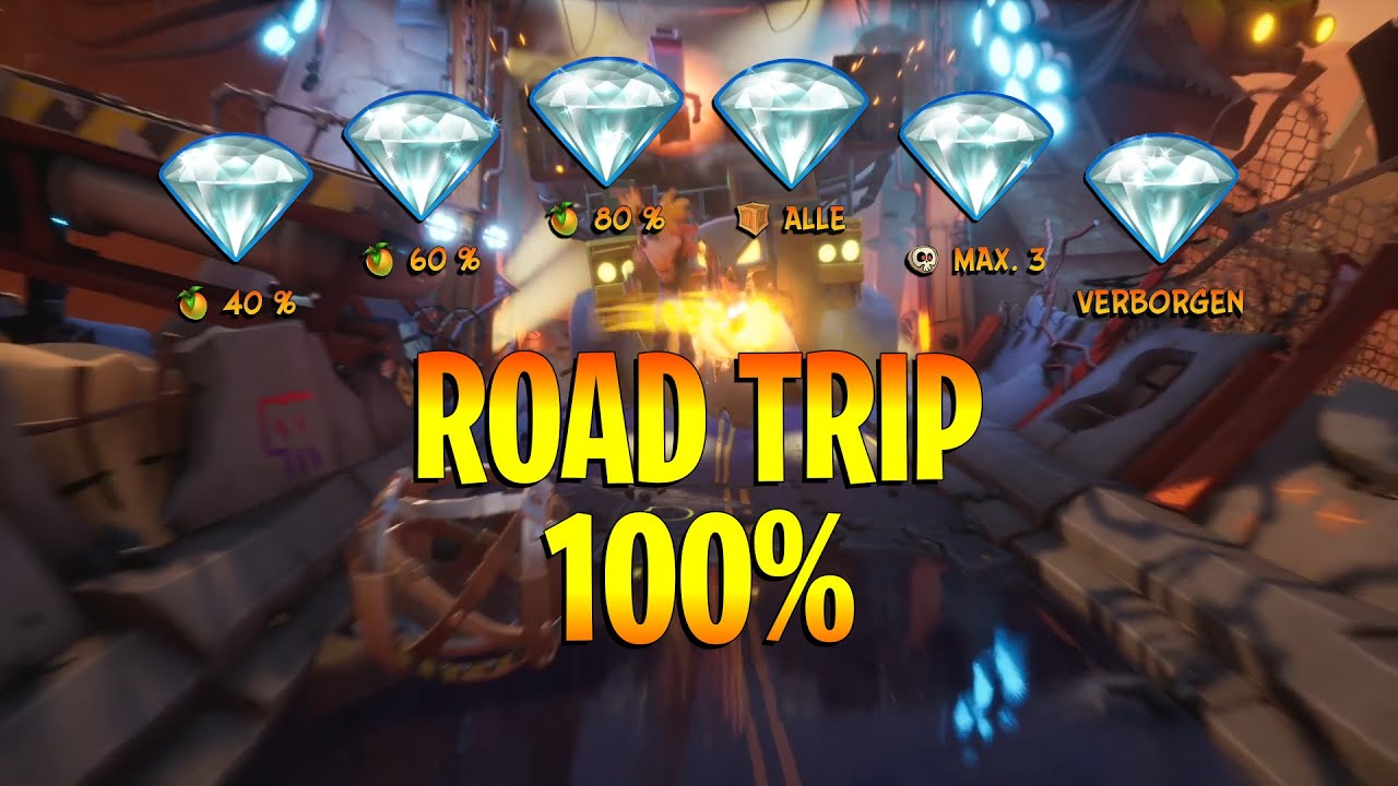 Crash Bandicoot 4 - Road Trip 100% - Alle Kisten und Edelsteine