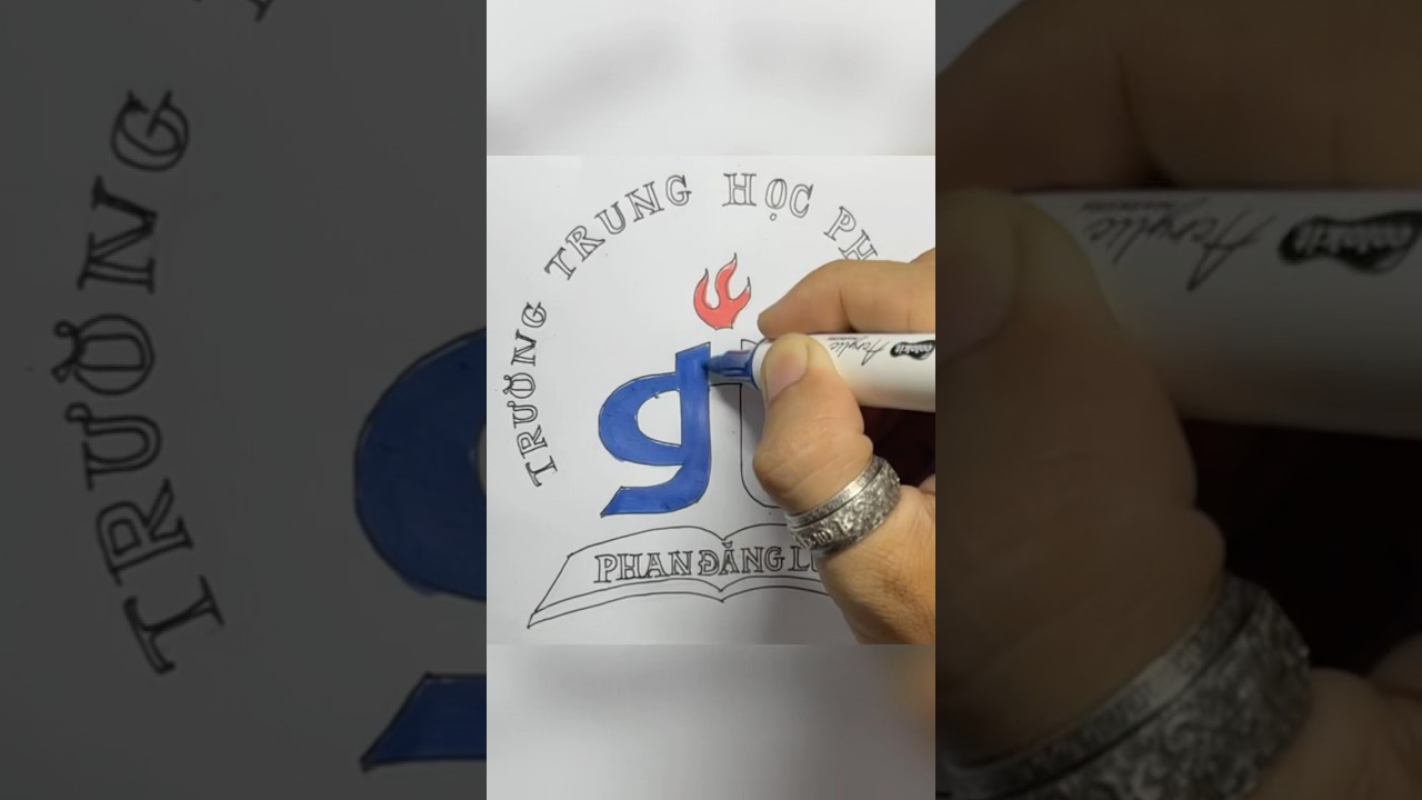 Vẽ logo Trung Học Phổ Th&ocirc;ng Phan Đăng Lưu #vuphanvn