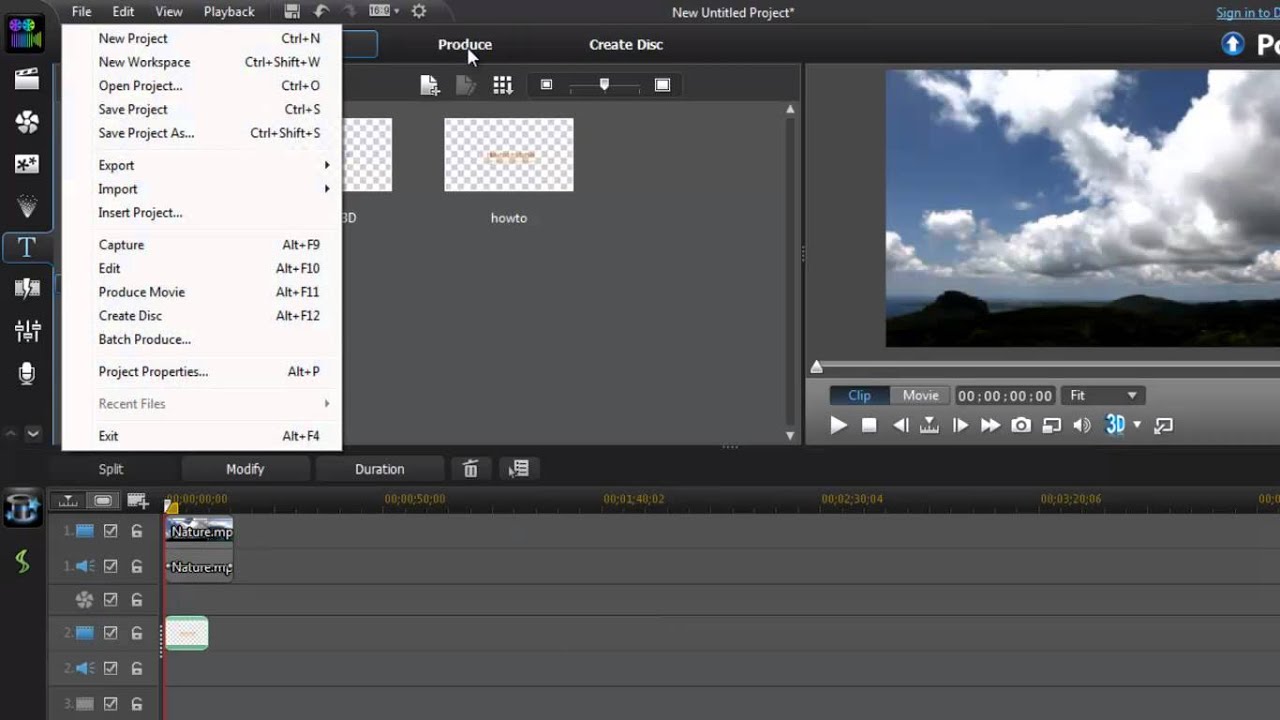 Power Director 11 tutorial- Add 3d text effect on any video