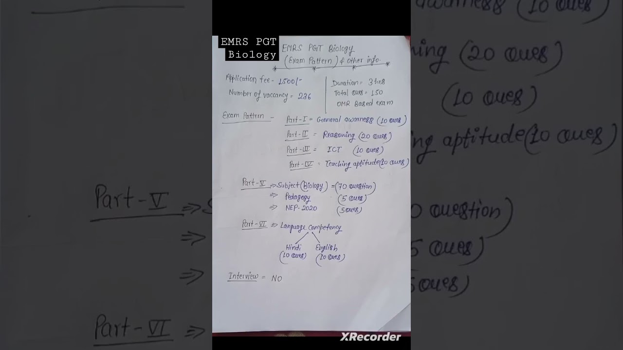 EMRS PGT Biology exam pattern #2023 #pgt #biology #exam #pattern