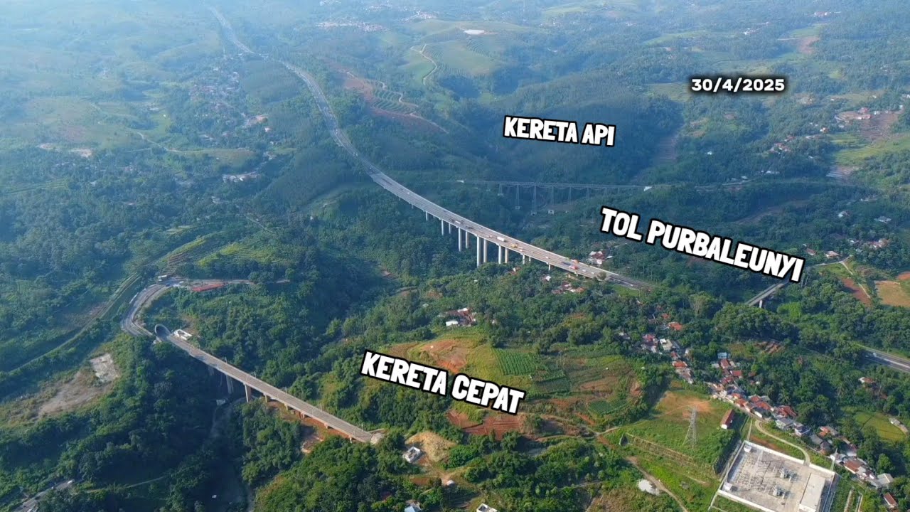 Jembatan Kereta Api, Jalan Tol Cipularang, Kereta Cepat Whoosh, direkam pakai drone dji mini 2