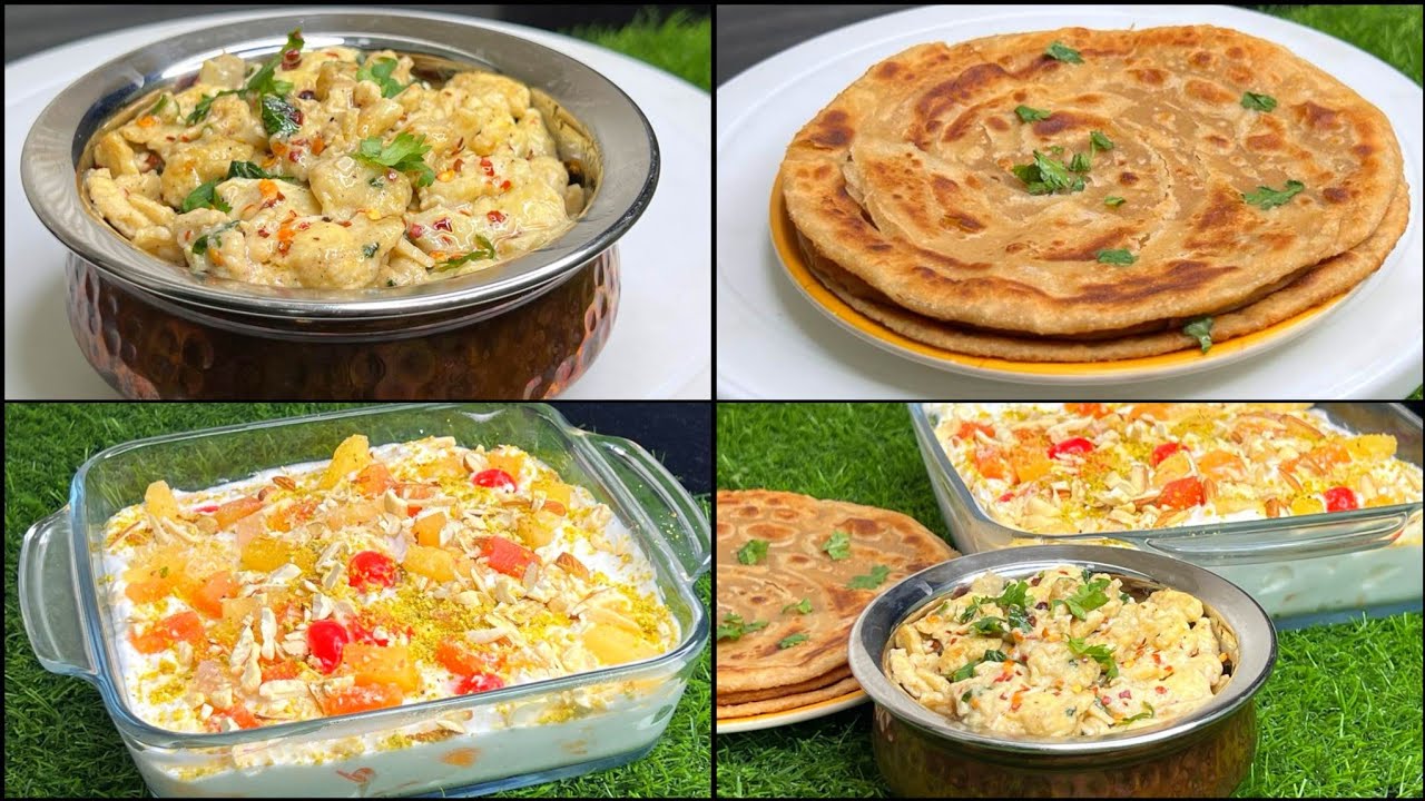 Special Dinner Meal | Combo Meal Recipe | Butter Garlic Eggs | Multi-layered Paratha | Fruit Cream